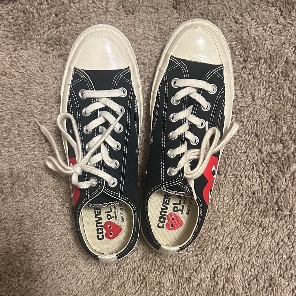 Converse Black and Red Heart Sneakers